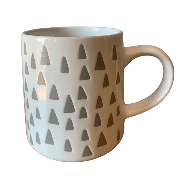 Thyme & Table Coffee Mug Stoneware Triangle Print Ceramic 20oz. White Gray - Picture 1 of 10